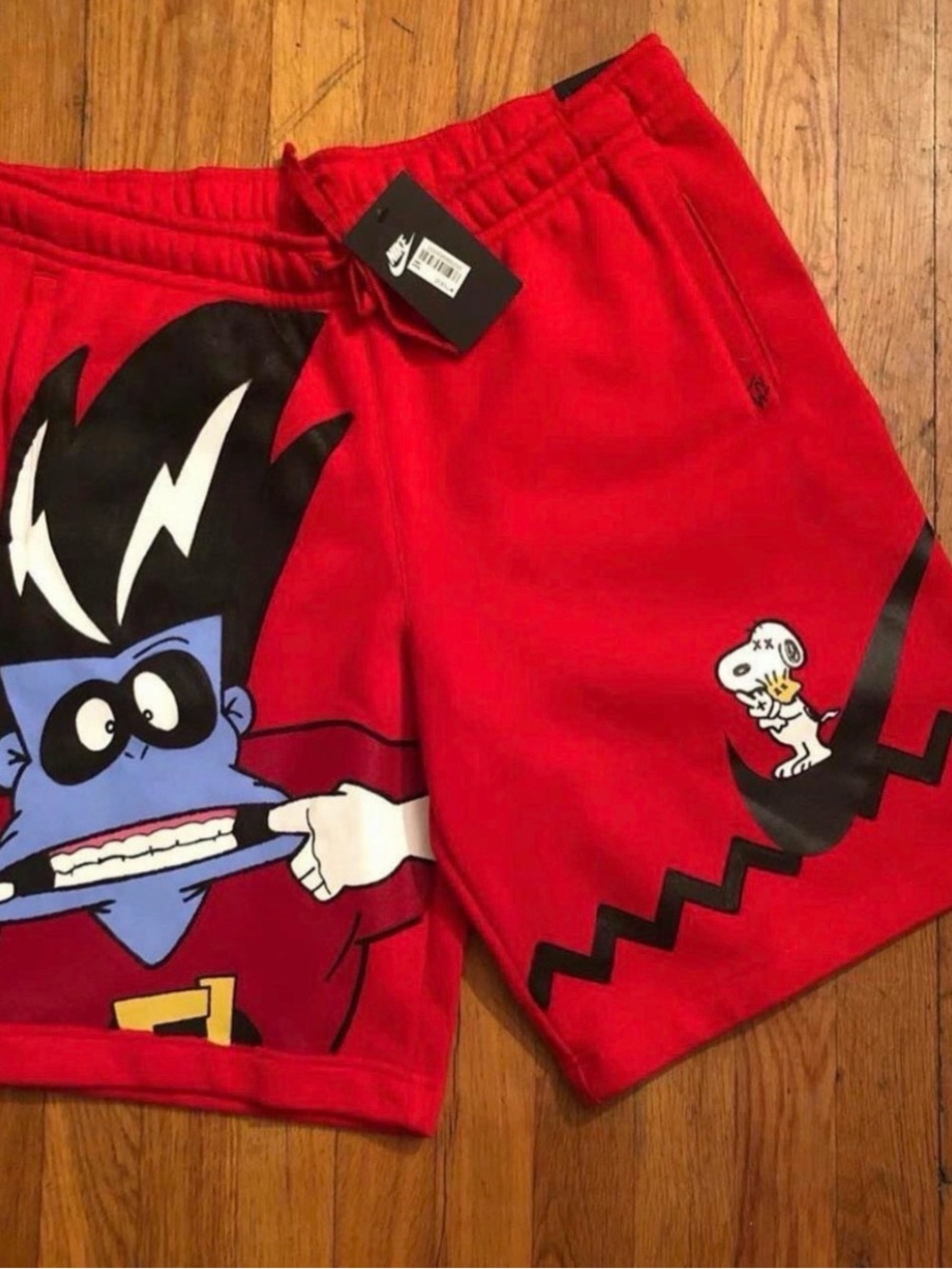 Nike Red “Freakazoid!” X “Snoopy” Cartoon Graphic Men's Swoosh Athletic Shorts